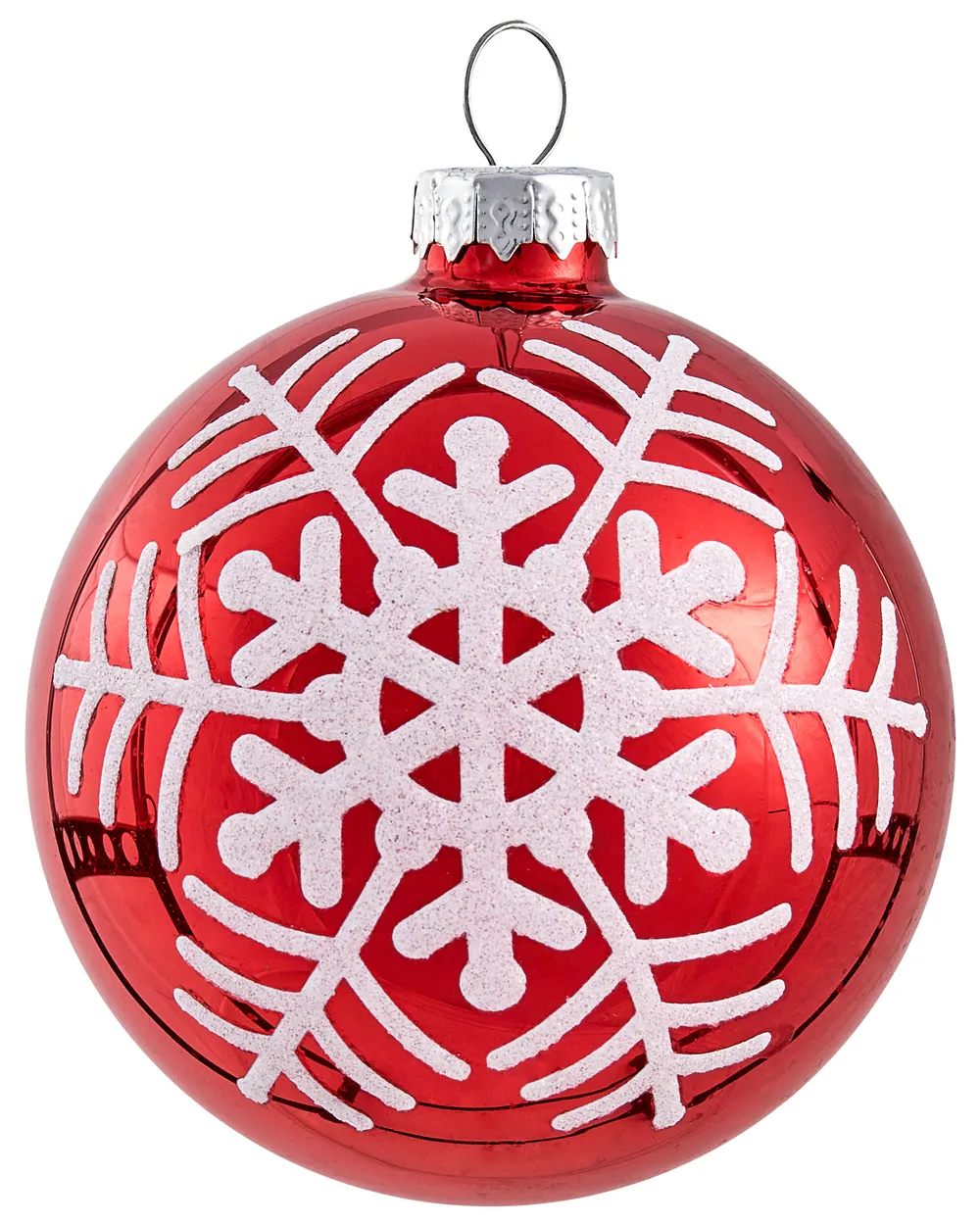 Set med 50 julgranskulor SNOWFLAKE Glas Röd/ vit_1028052