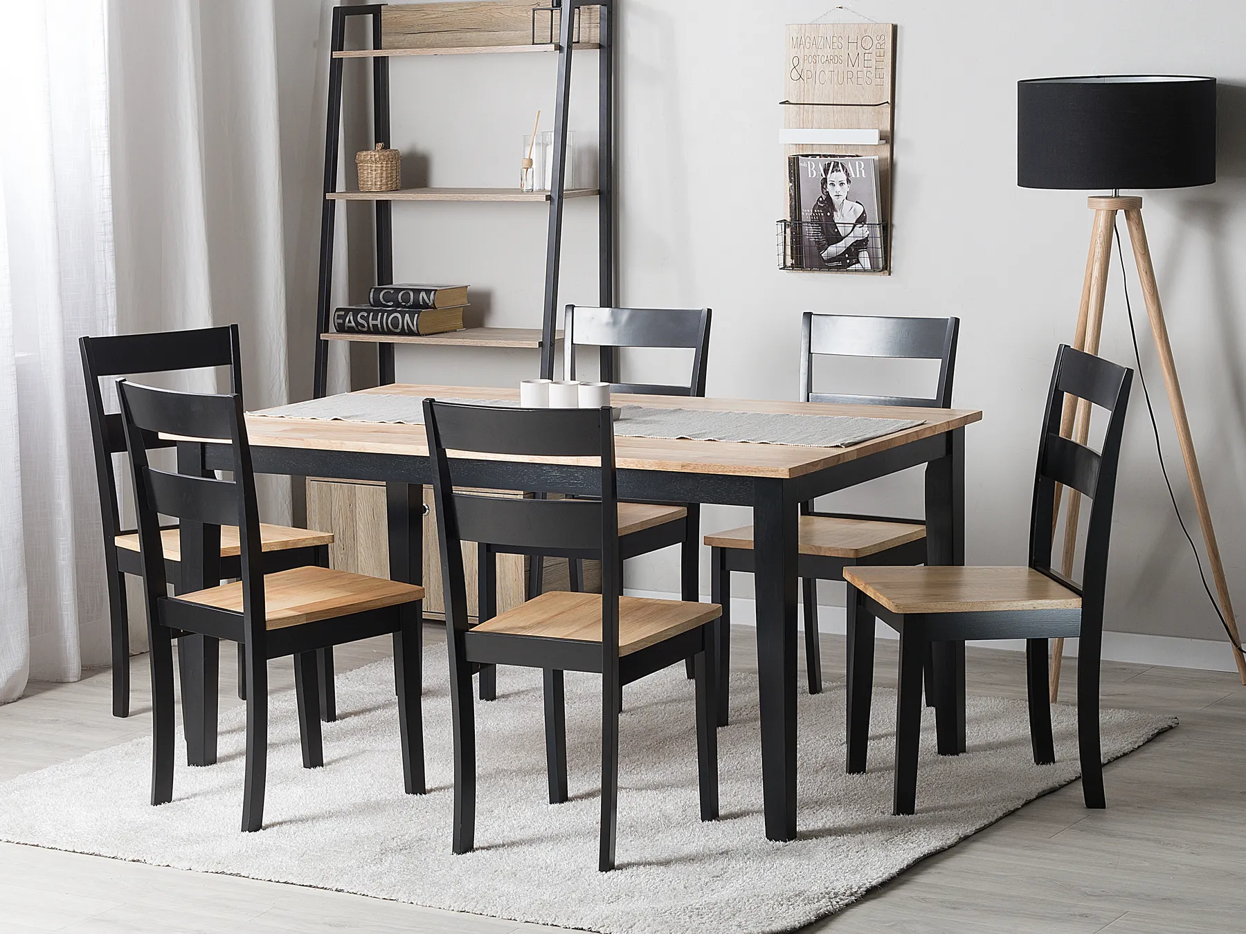 Dining Set GEORGIA Wood Brown/ Black 6 Seater_736754