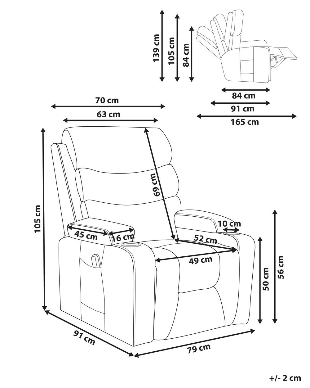 Electric Recliner Chair ETER Faux Leather Golden Brown_1074022