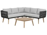Garden Corner Sofa with Table 5 Seater ALCAMO Acacia Wood Black Left Hand_764950