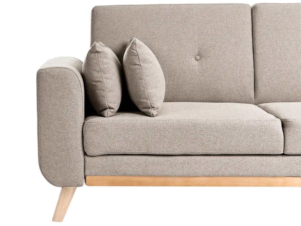 Corner Sofa Bed 3 Seater KAARINA Fabric Beige Left Hand_1095567