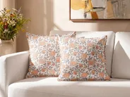 Set med 2 prydnadskuddar MEADIA 45 x 45 cm Bomull Röd Blommigt tryck_839075