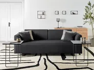 Sofa 3 Seater SOKNA with Tables Fabric Black_952865