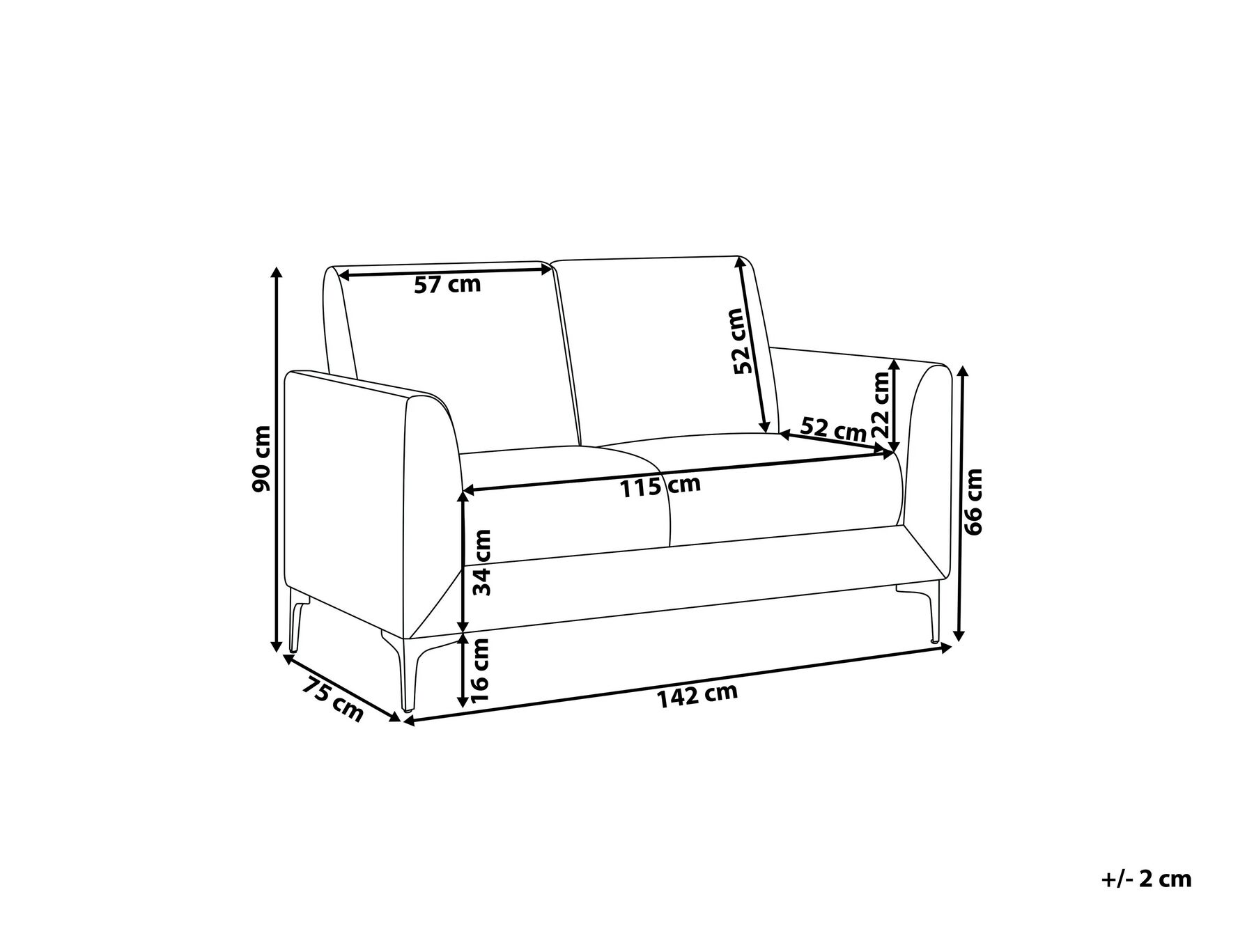 Sohva 2-istuttava FENES Kangas Beige_897752