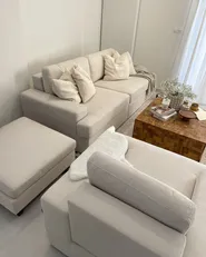 Living Room Set 4 Seater ALLA Fabric Light Beige_974859