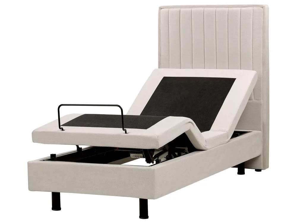 Adjustable Bed Fabric DUKE II 80 x 200 cm (EU Small Single) Light Beige