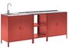 3 Piece Outdoor Kitchen Set with Sink VILAMA Red Metal