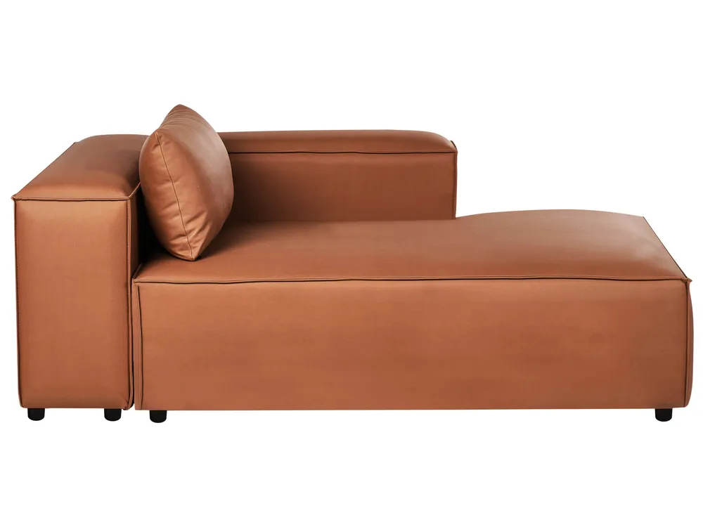 Left-Hand Chaise Longue BRANDE Fabric Golden Brown