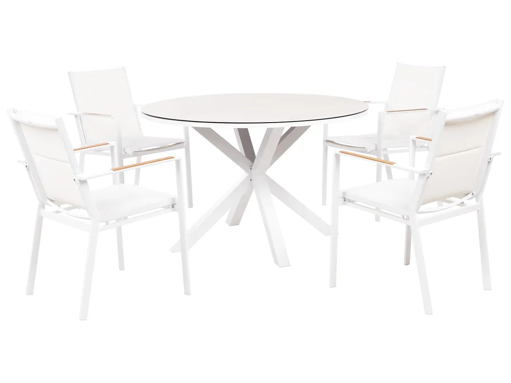 Garden Dining Set 4 Seater MALETTO/BUSSETO Metal White