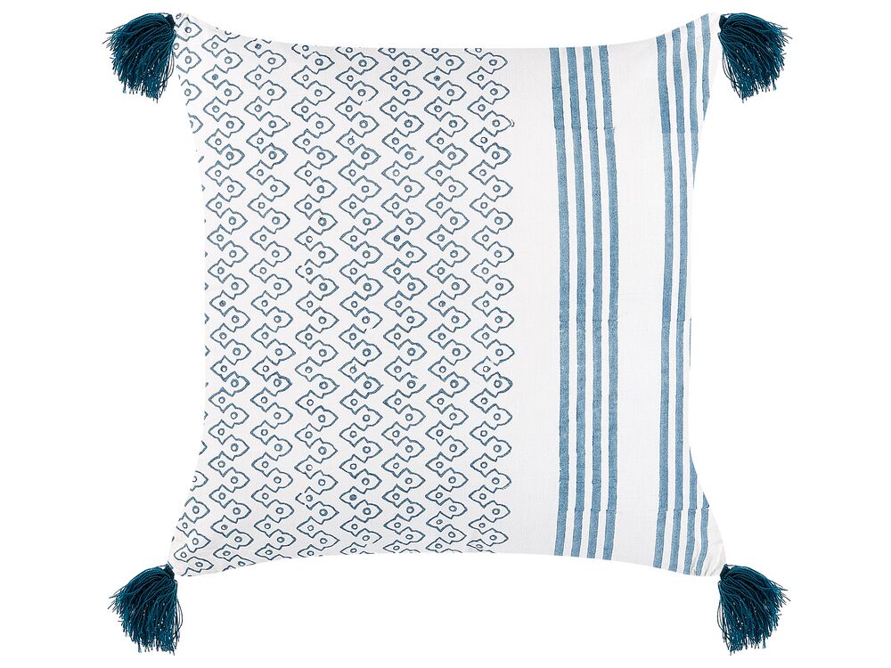 Throw Cushion TILIA 45 x 45 cm Cotton Blue Geometric Pattern