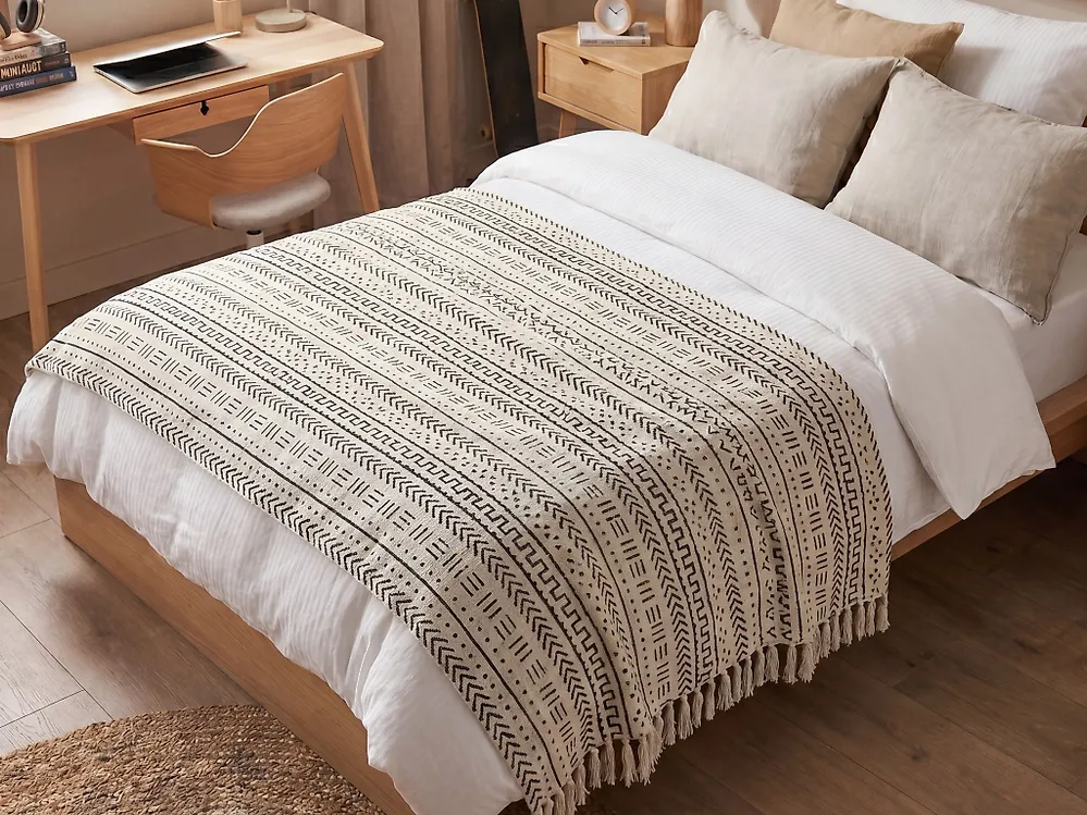 Pläd PANVEL Bomull 130 x 180 cm Vit_1178876
