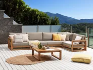 Garden Corner Sofa with Table 5 Seater TIMOR Modular Certified Acacia Wood Light Brown_905752