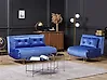 Living Room Set 3 Seater VESTFOLD Velvet Navy Blue