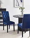 Set of 2 Dining Chairs VELVA Velvet Dark Blue