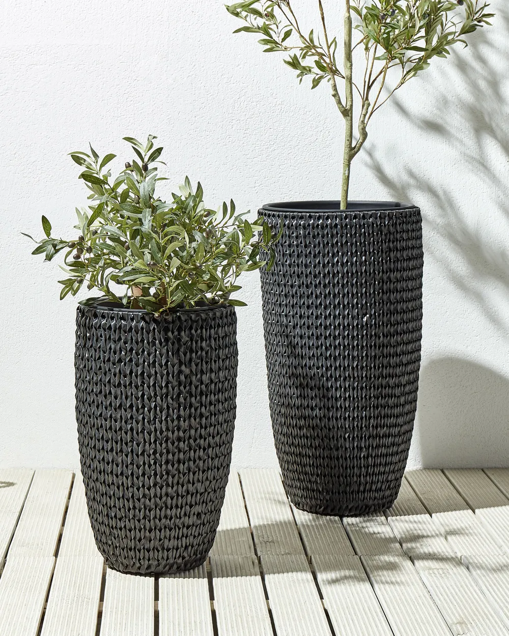 Kukkaruukkusetti 2 kpl CEDRUS 37/45 cm Polyrottinki Musta_914459