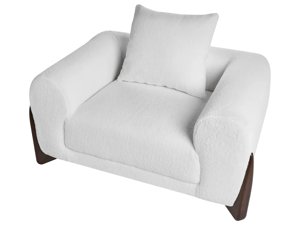 Living Room Set 6 Seater VINLIDEN Boucle White_1048402