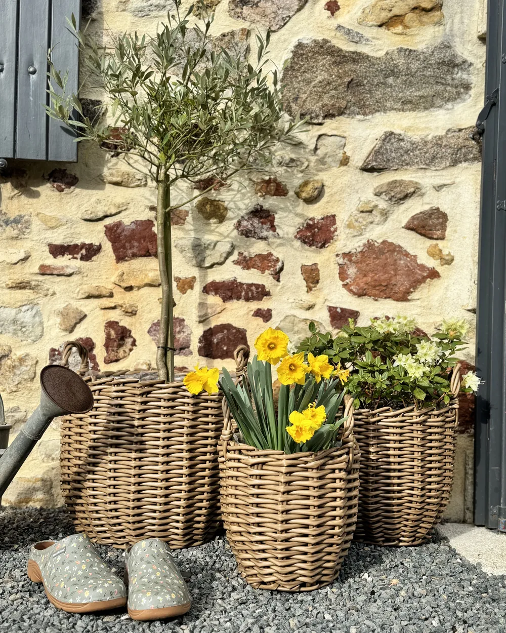 Set of 3 Wicker Planters AUCUBA 26/34/44 cm Light Brown_918340