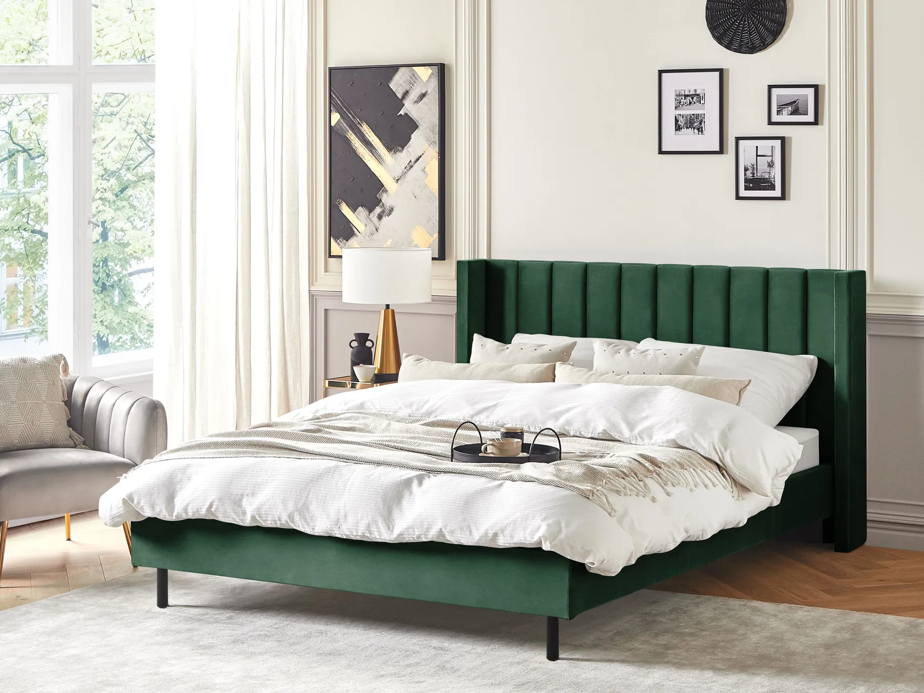 Bed Velvet VILLETTE 180 x 200 cm (EU Super King) Dark Green_893827