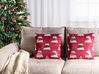 Set med 2 prydnadskuddar GOLDSPRUCE 45 x 45 cm Sammet Röd Julmotiv