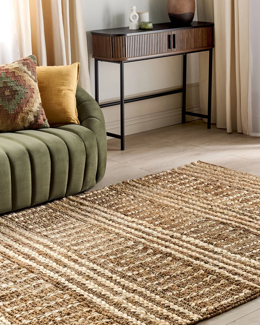 Jute Area Rug Beige KAMBERLI Various Sizes