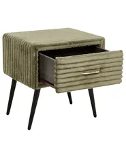 1 Drawer Bedside Table FLAYAT Corduroy Green_968017