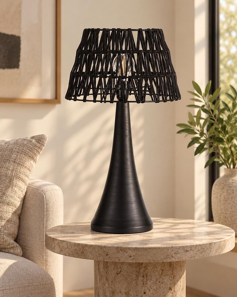 Table Lamp PELLEJAS Mango Wood Black