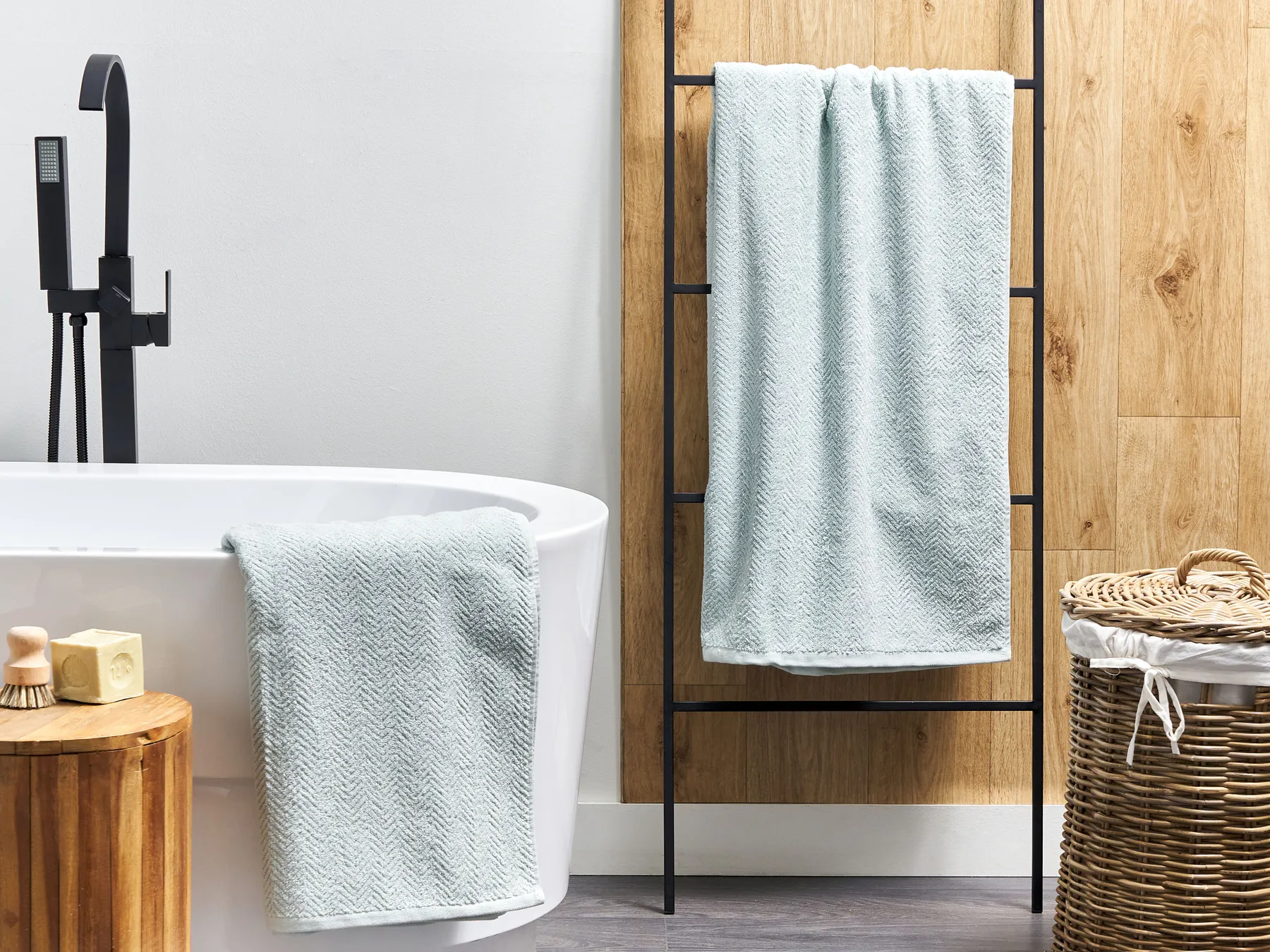 Set of 2 Towels MITIARO Terry Cotton Mint Green_841676