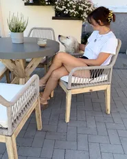 Garden Dining Set 4 Seater OLBIA with Cushions Concrete Beige_1018198
