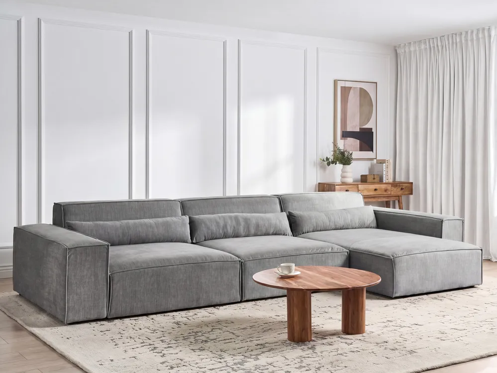 Modular Corner Sofa 4 Seater HELLNAR Fabric Grey Left Hand
