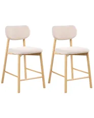 Set med 2 barstolar MILLS Bouclé Ljusbrun/ Beige_1060567