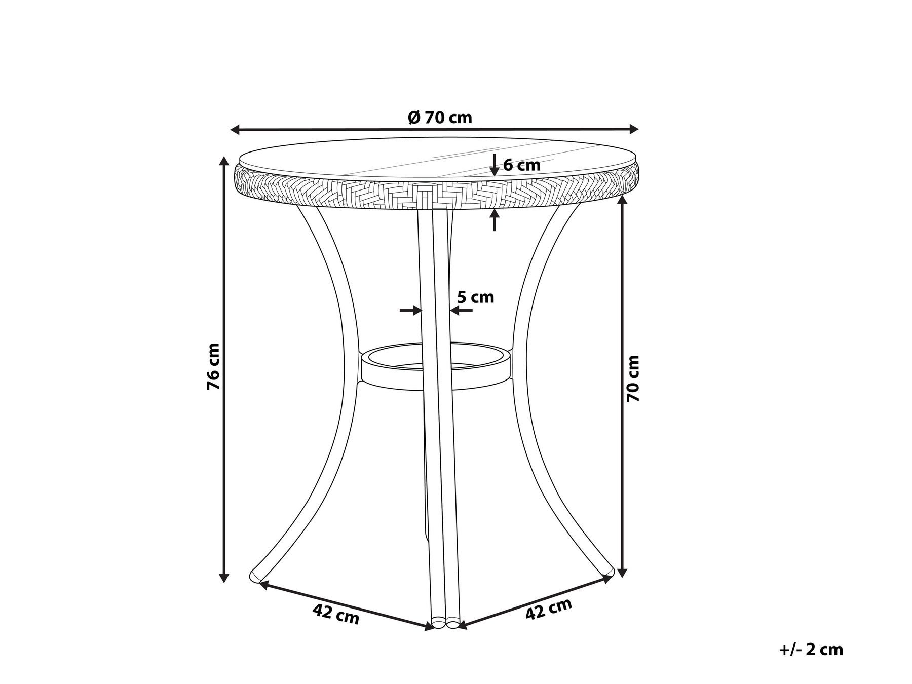 Bistro Table RIFREDDO 70 cm 70 cm Tempered Glass Black_799204