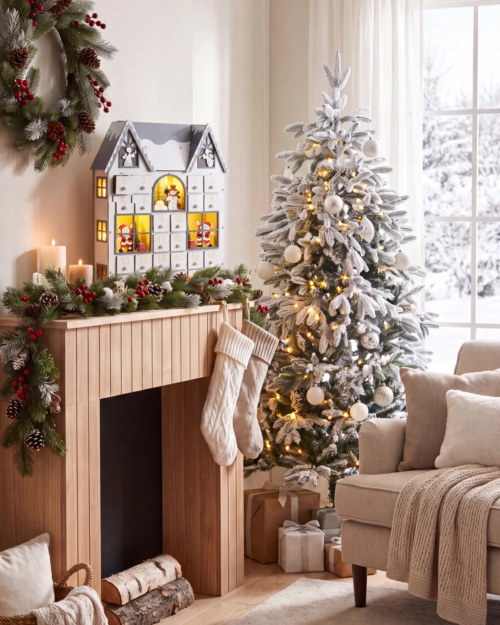 Julpynt LED FEMUND 40 cm Adventskalender Vit_1145722