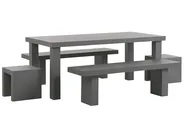 Garden Dining Set with Benches and Stools 6 Seater TARANTO Concrete Grey_775852