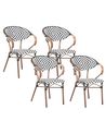 Set of 4 Garden Chairs CASPRI PE Rattan Black/ White