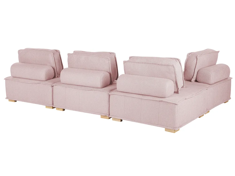 Modular Corner Sofa 4 Seater TIBRO Fabric Pink Right Hand_825634