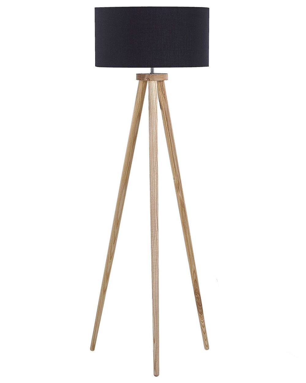 Floor Lamp NITRA Oak Wood Black