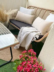 Garden Lounge Set with Table 4 Seater MINORI PE Rattan Beige_826321