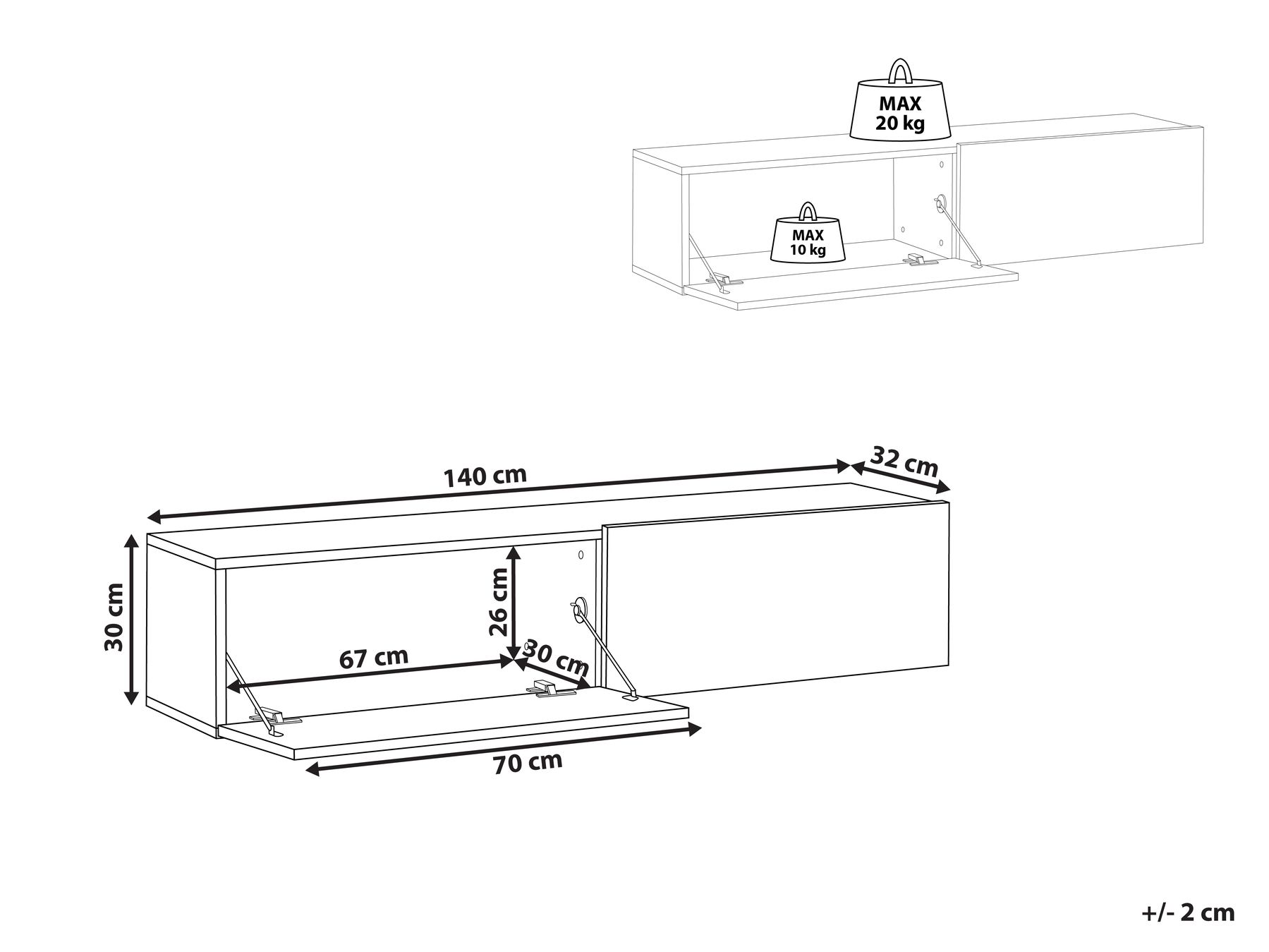 Wall Mounted TV Stand GLADSTONE Red_973697