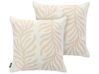 Set of 2 Outdoor Cushions ALISMA Plant Pattern 45 x 45 cm Light Beige