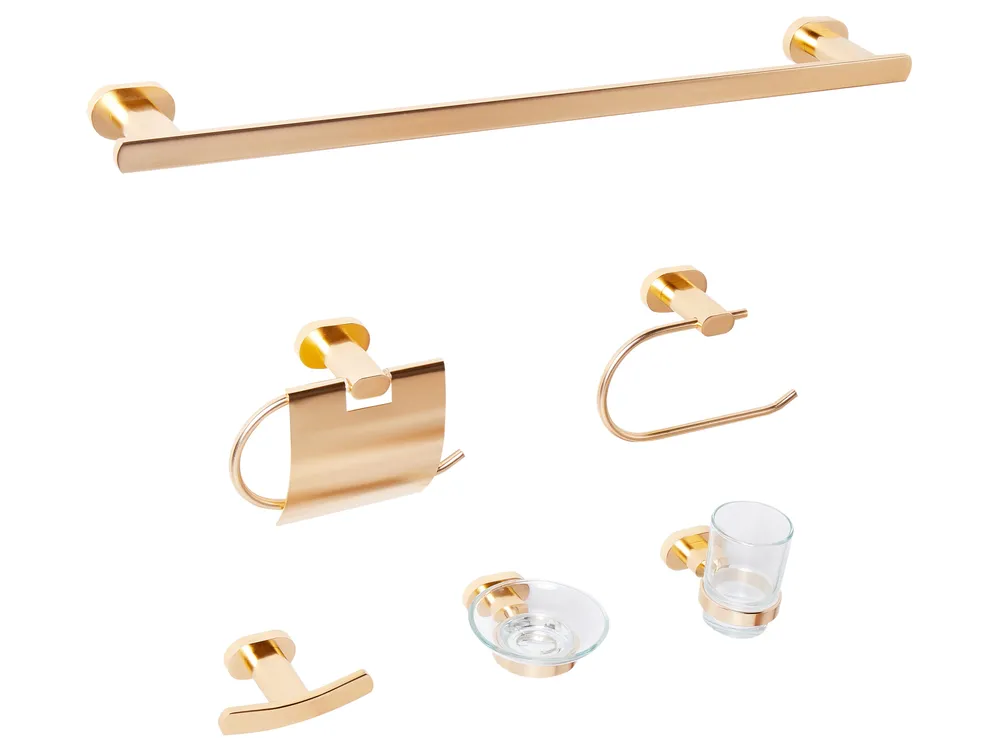 6-Piece Bathroom Hardware Set TOCOPILLA with Towel Bars and Hooks Gold