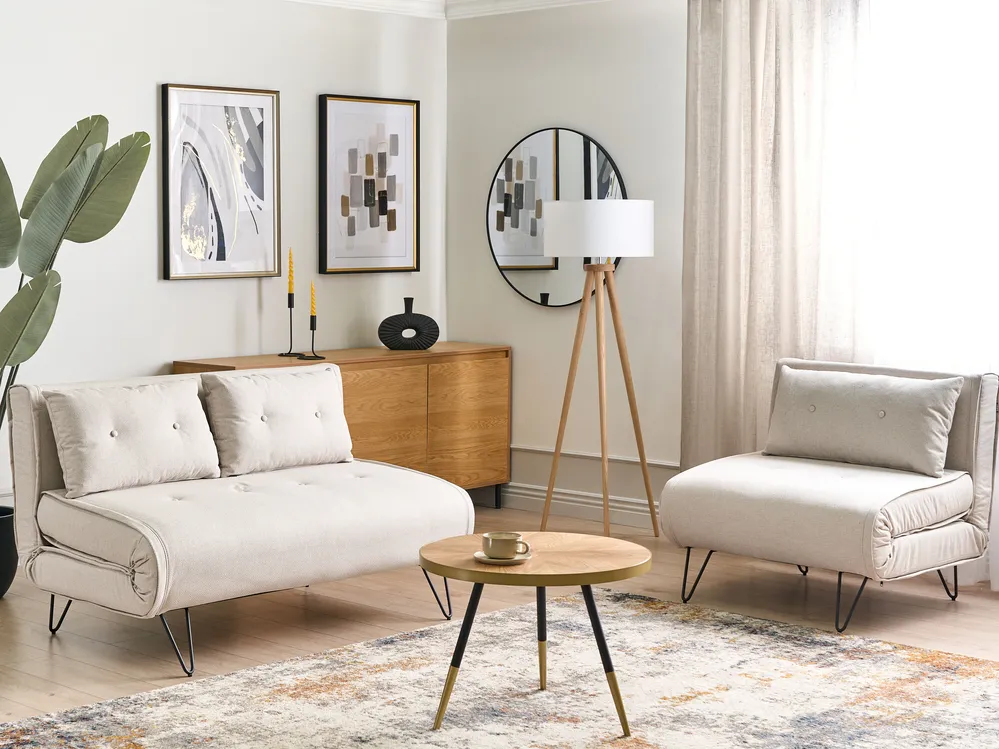 Living Room Set 3 Seater VESTFOLD Fabric Light Beige