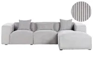 Corner Sofa 3 Seater DOLVA Corduroy Light Grey Left Hand_946075
