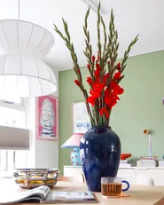 Flower Vase OCANA 37 cm Ceramic Dark Blue_1022319