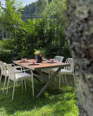 Garden Dining Table TIANO 160 cm 90 cm Metal Taupe_1155793