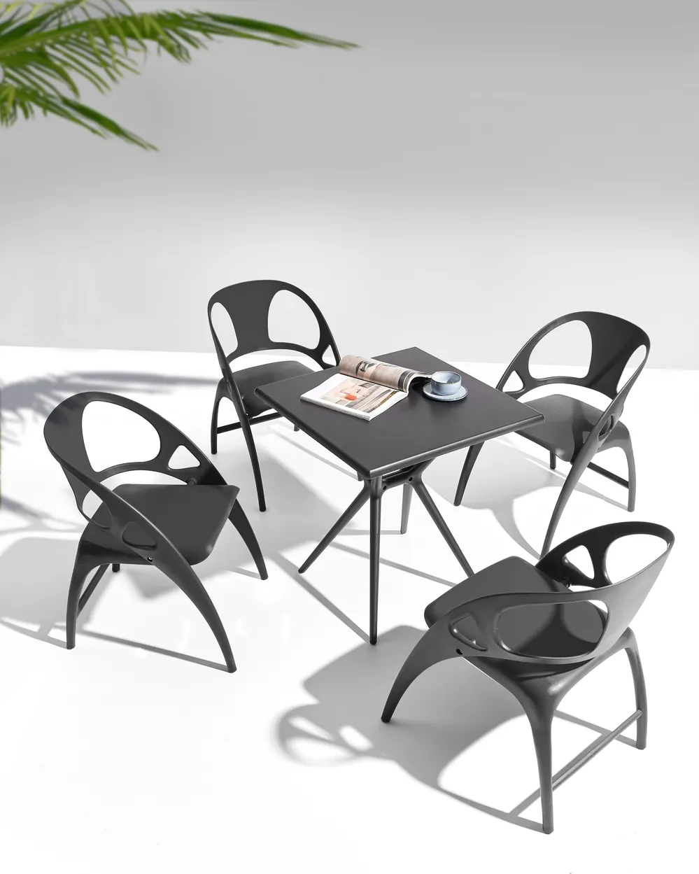 Set of 4 Garden Chairs NEMI Folding Black