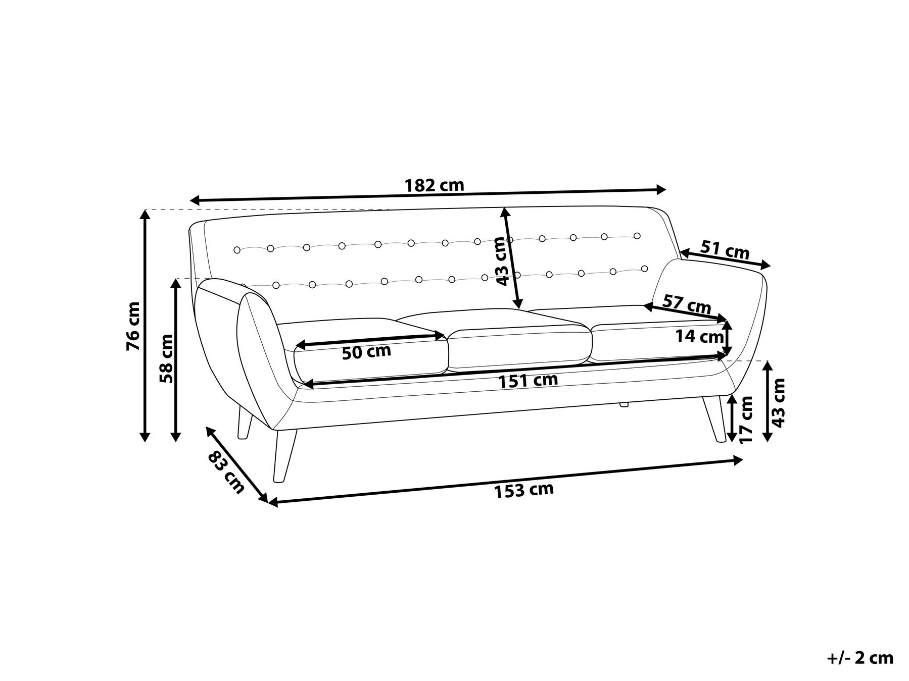 Sofa 3 Seater MOTALA Fabric Beige_757027