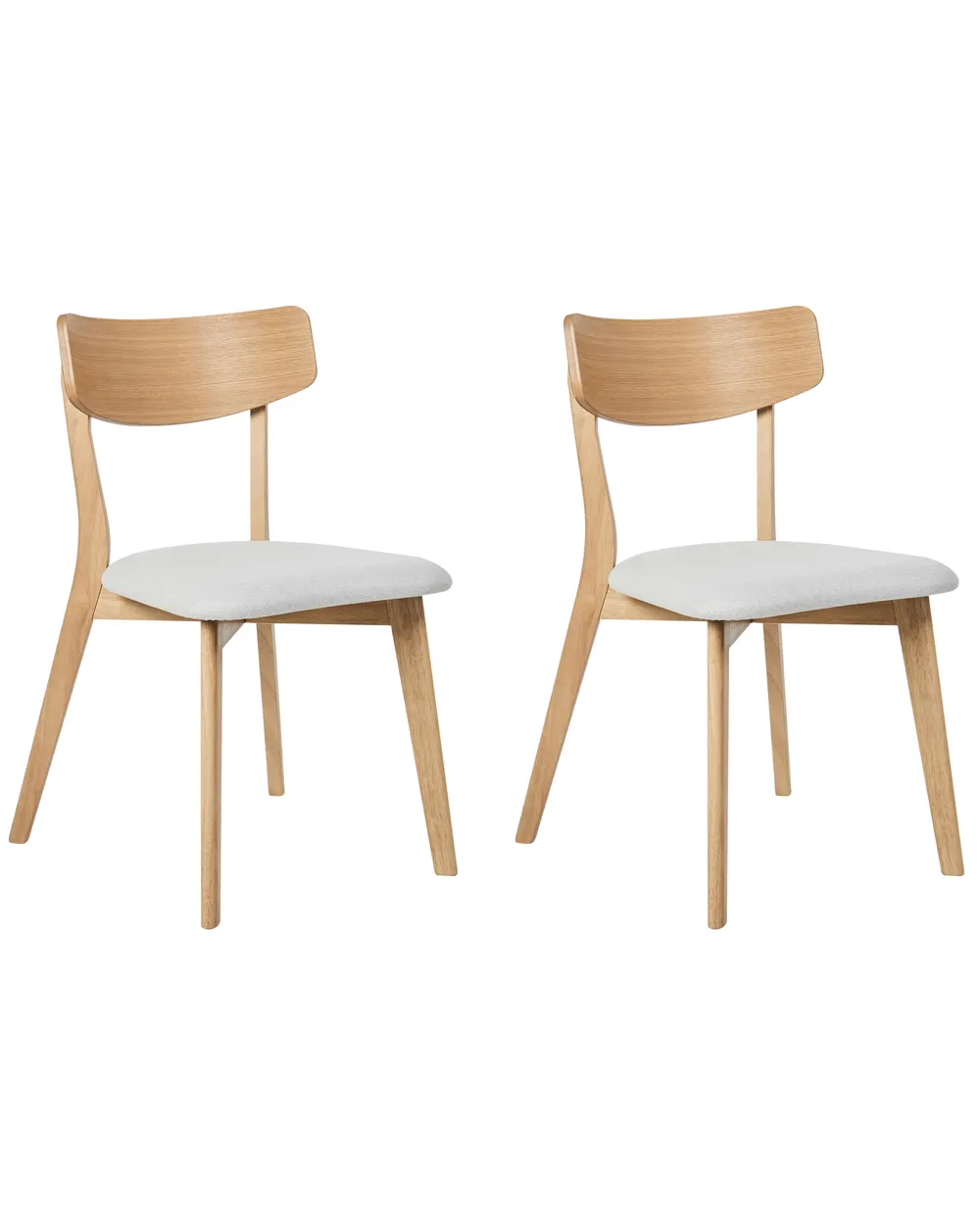 Set of 2 Dining Chairs HOLLY Wood Light Brown/ Grey
