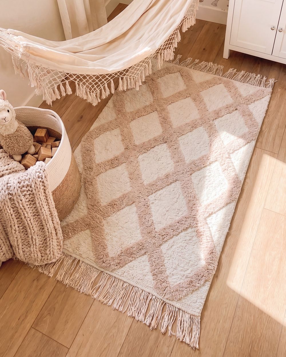 Barneteppe PUNSARI Lys beige 60 x 90 cm Bomull