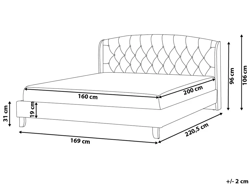 Bed Fabric BORDEAUX 160 x 200 cm (EU King Size) Light Grey_694856