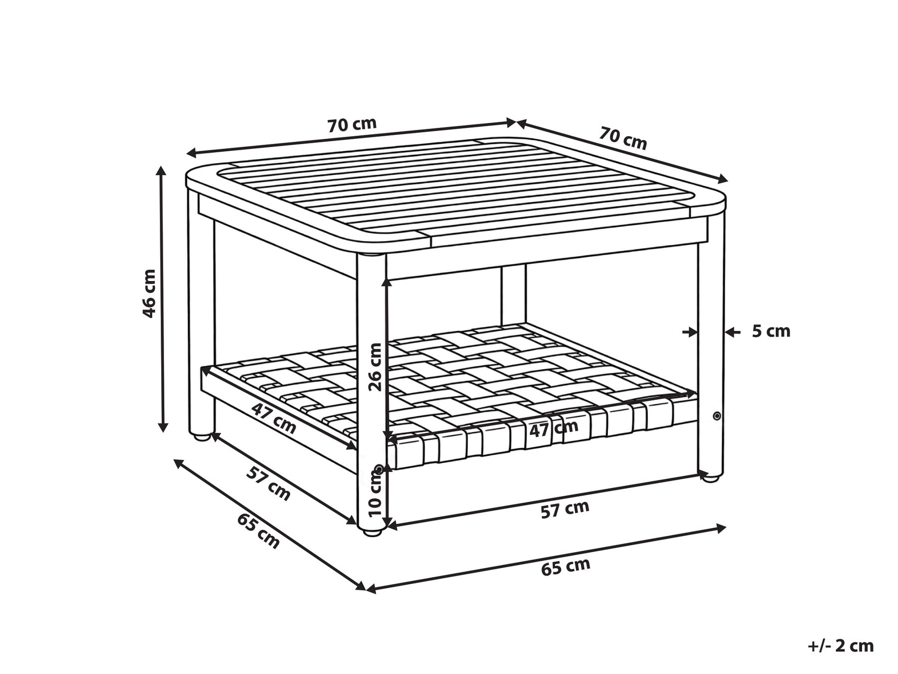 Garden Coffee Table with Shelf MILZANO 70 cm 70 cm Acacia Wood Brown_1180058